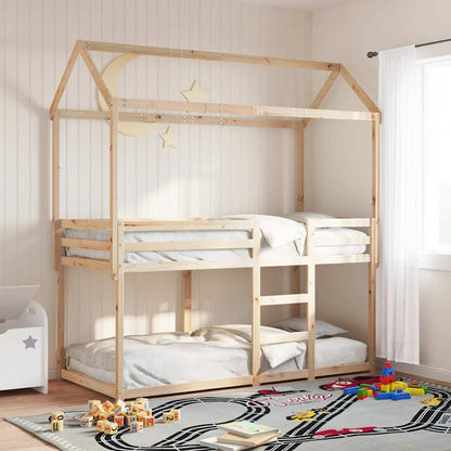 Letto A Castello Con Tetto Legno Massello Pino