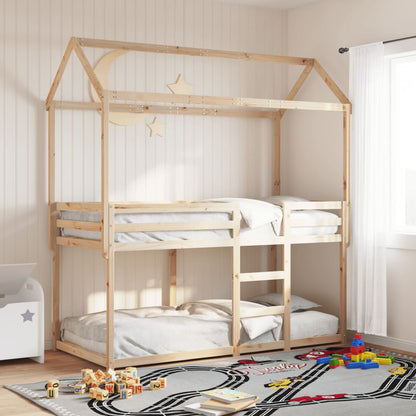 Letto A Castello Con Tetto Legno Massello Pino