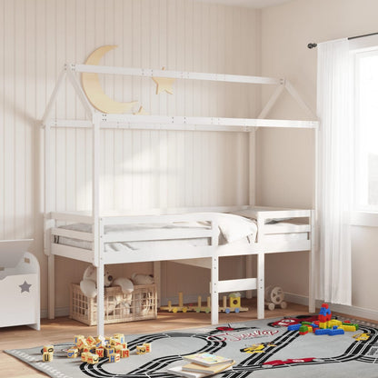 Letto A Soppalco Con Tetto In Legno Di Pino