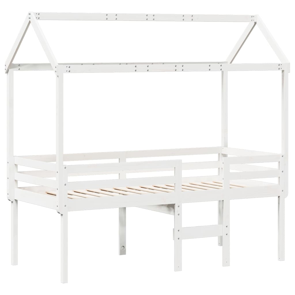 Letto A Soppalco Con Tetto In Legno Di Pino