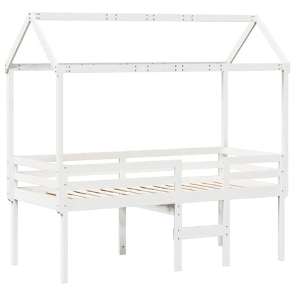 Letto A Soppalco Con Tetto In Legno Di Pino