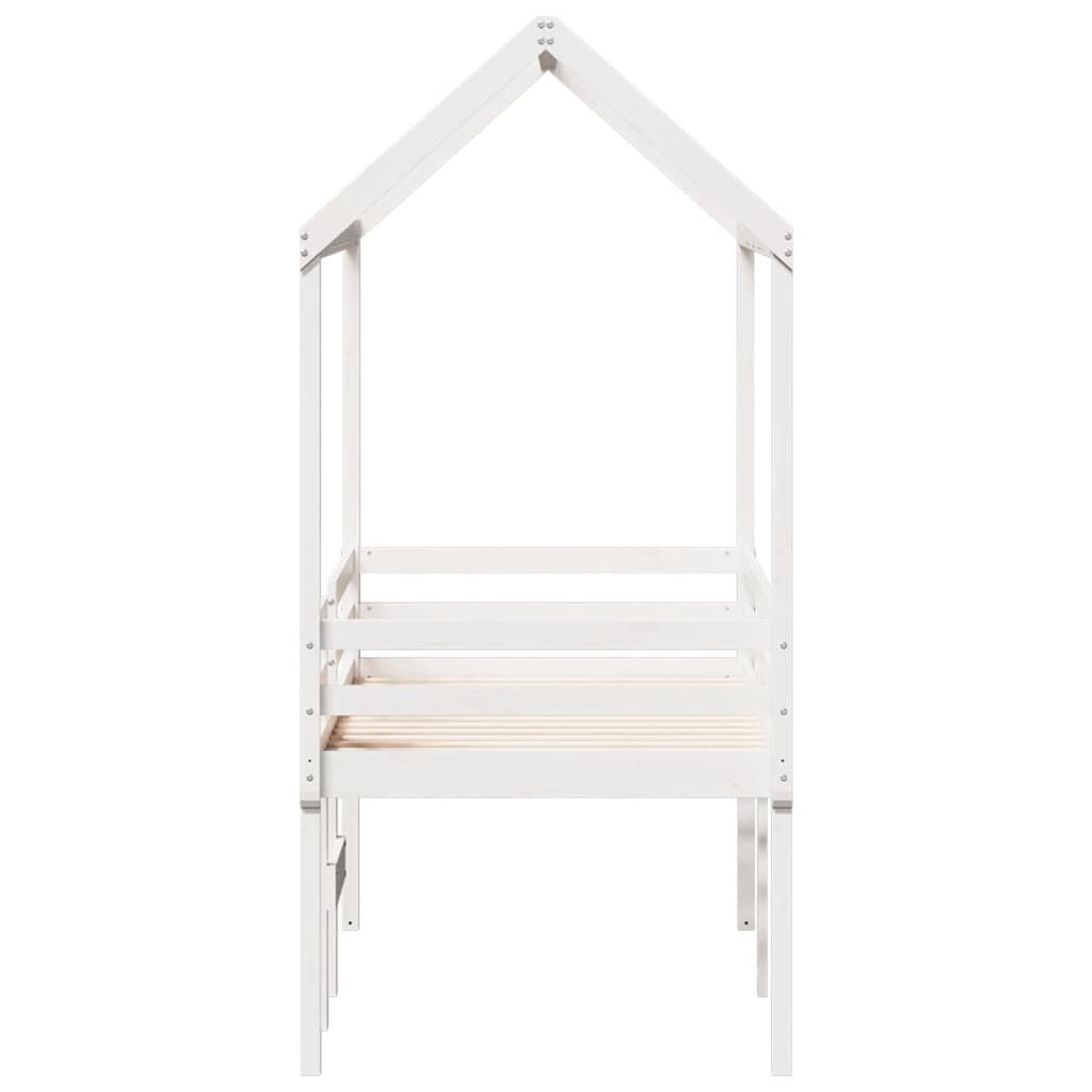 Letto A Soppalco Con Tetto In Legno Di Pino
