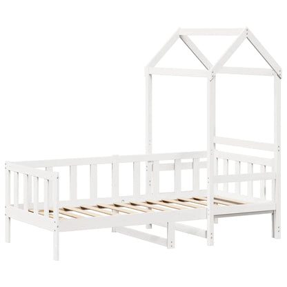 Dormeuse Con Tetto 80X200 Cm Bianco In Legno Massello Di Pino