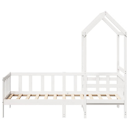 Dormeuse Con Tetto 80X200 Cm Bianco In Legno Massello Di Pino