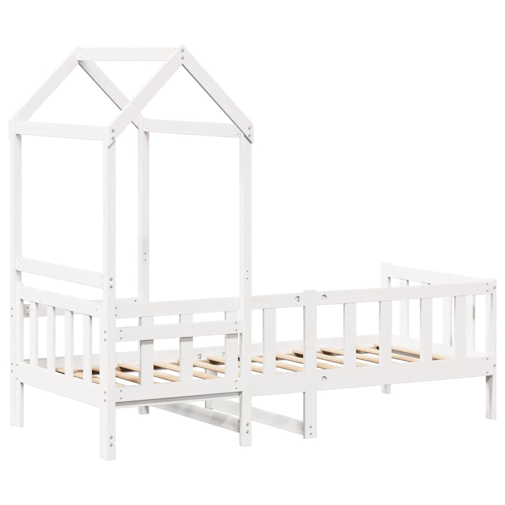 Dormeuse Con Tetto 80X200 Cm Bianco In Legno Massello Di Pino