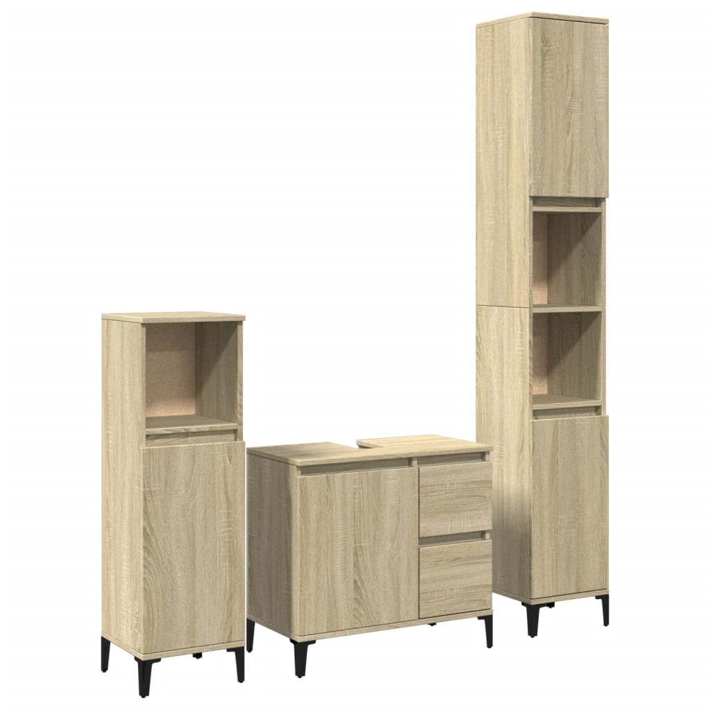 Set Mobili Da Bagno 3 Pz In Legno Multistrato