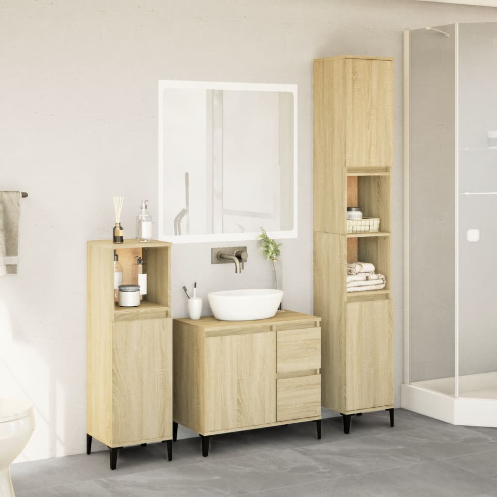 Set Mobili Da Bagno 3 Pz In Legno Multistrato