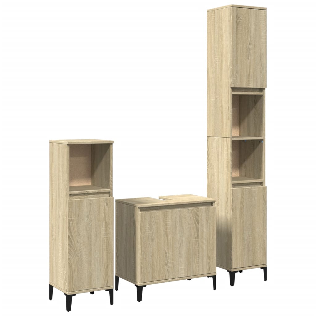Set Mobili Da Bagno 3 Pz In Legno Multistrato