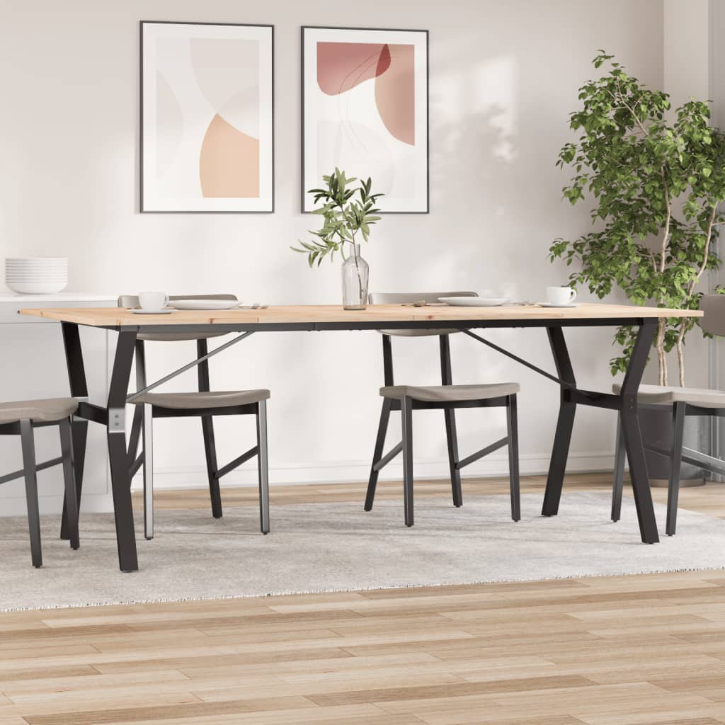 Tavolo Da Pranzo Telaio A O Legno Pino E Acciaio