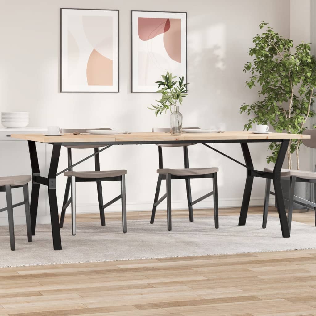 Tavolo Da Pranzo Telaio A O Legno Pino E Acciaio