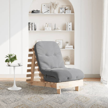 Divano Letto Futon Con Materasso Marrone Cera 80X206X11Cm Pino