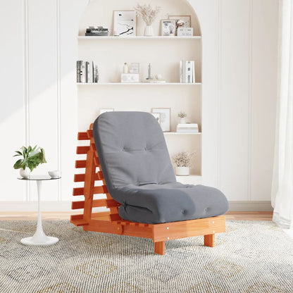 Divano Letto Futon Con Materasso Marrone Cera 80X206X11Cm Pino