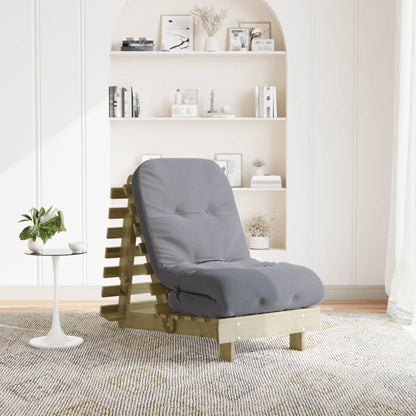 Divano Letto Futon Con Materasso Marrone Cera 80X206X11Cm Pino