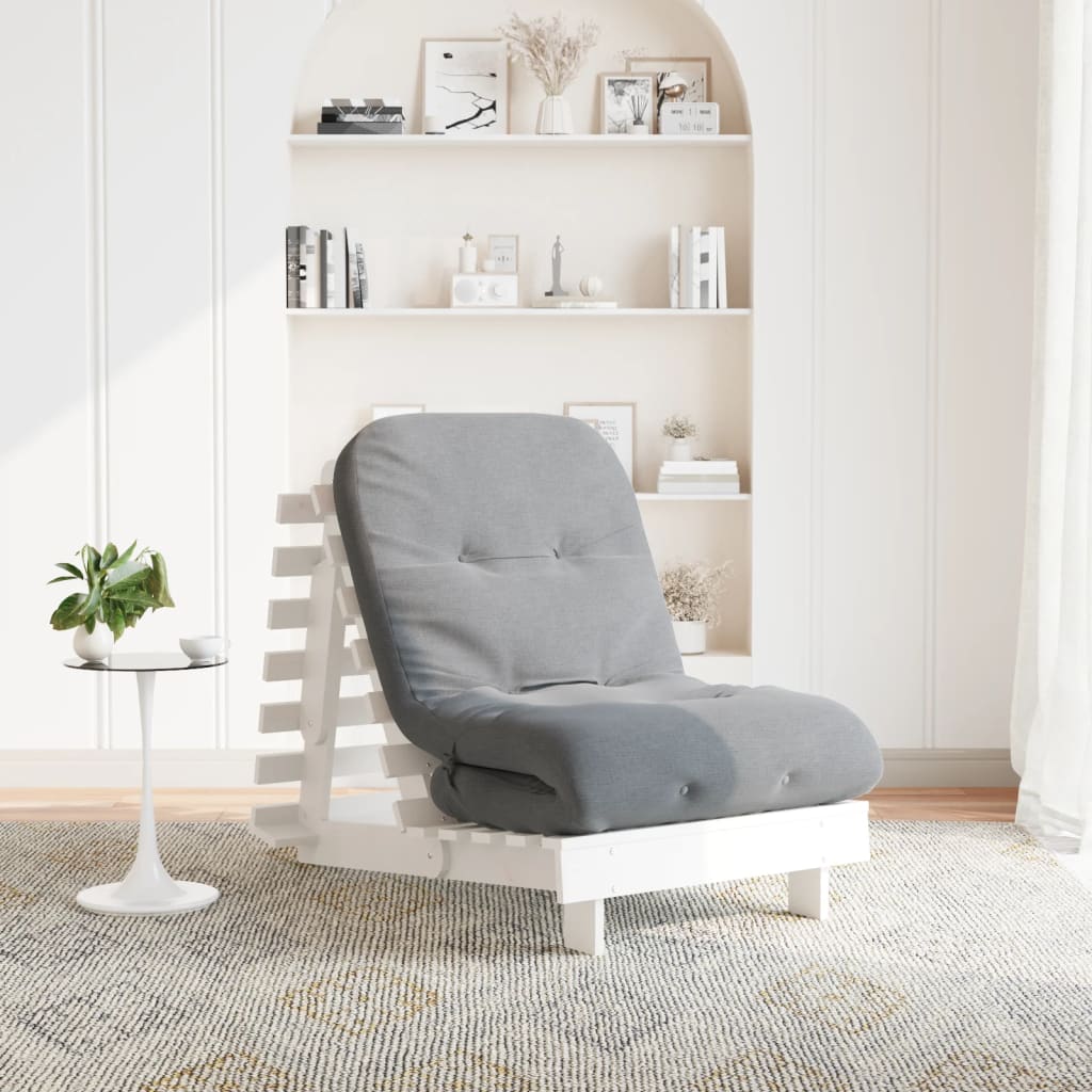Divano Letto Futon Con Materasso Marrone Cera 80X206X11Cm Pino