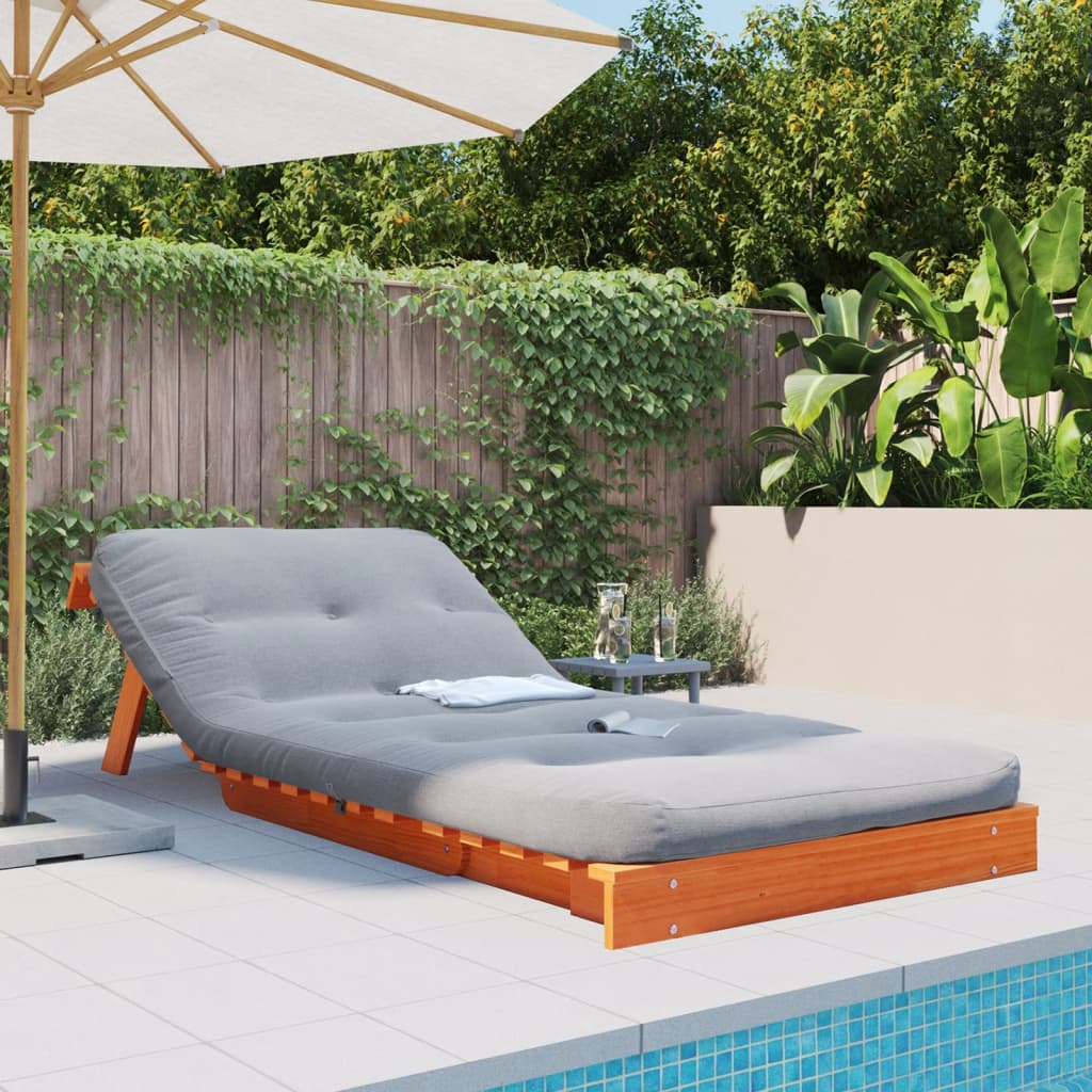 Divano Letto Futon Con Materasso Marrone Cera 80X206X11Cm Pino