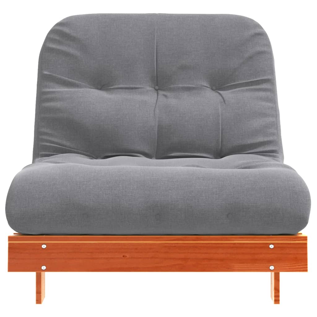 Divano Letto Futon Con Materasso Marrone Cera 80X206X11Cm Pino