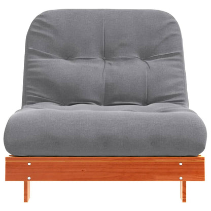 Divano Letto Futon Con Materasso Marrone Cera 80X206X11Cm Pino