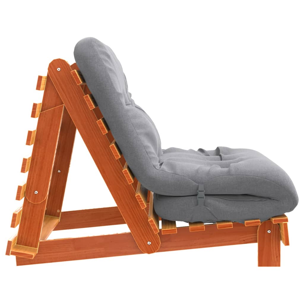 Divano Letto Futon Con Materasso Marrone Cera 80X206X11Cm Pino