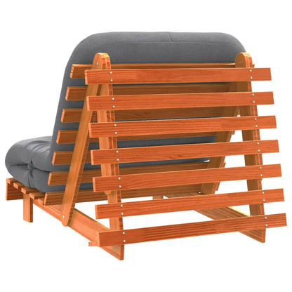 Divano Letto Futon Con Materasso Marrone Cera 80X206X11Cm Pino