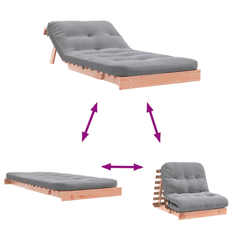 Divano Letto Futon Con Materasso 80X206X11Cm Massello Douglas