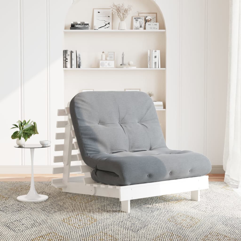Divano Letto Futon Con Materasso Marrone Cera 80X206X11Cm Pino