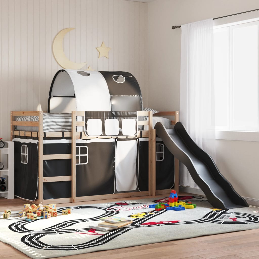 Letto A Castello Con Scivolo E Tende Bianco E