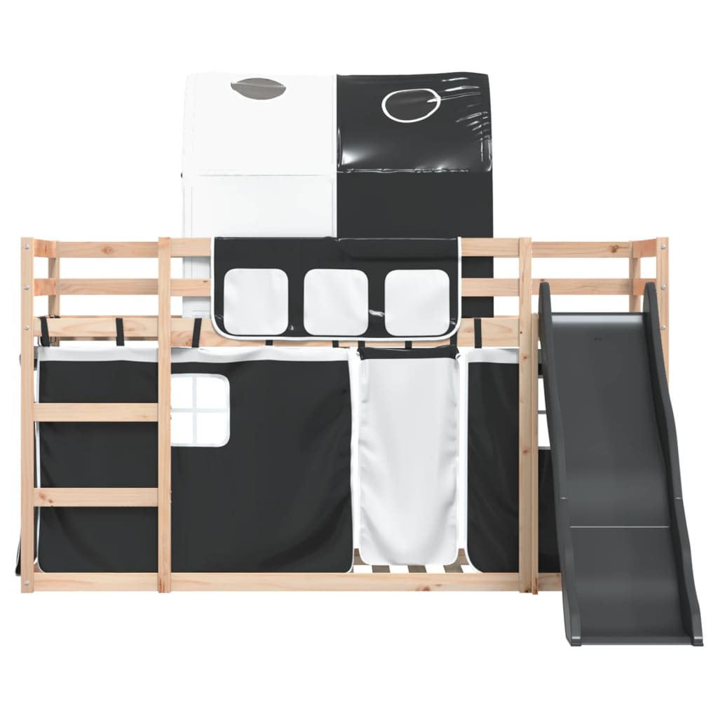Letto A Castello Con Scivolo E Tende Bianco E