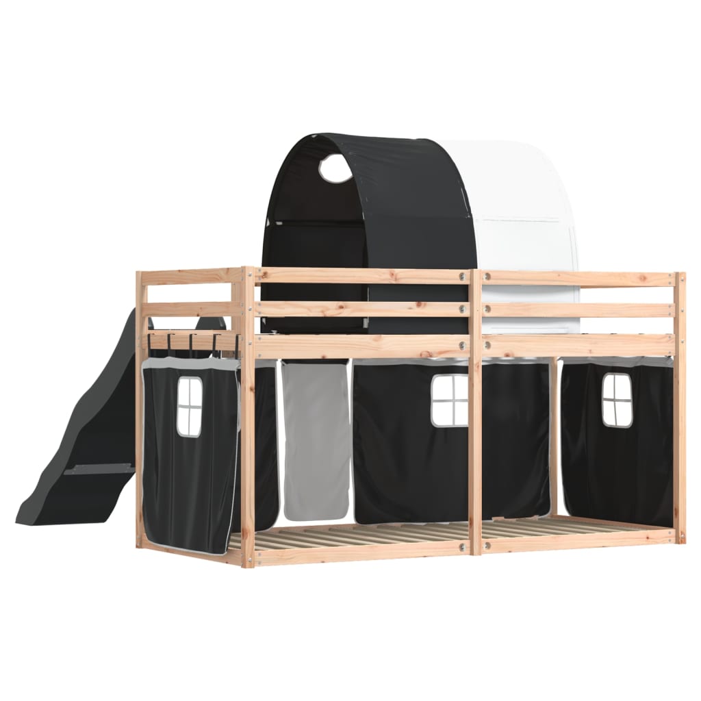 Letto A Castello Con Scivolo E Tende Bianco E