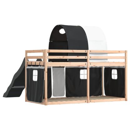 Letto A Castello Con Scivolo E Tende Bianco E
