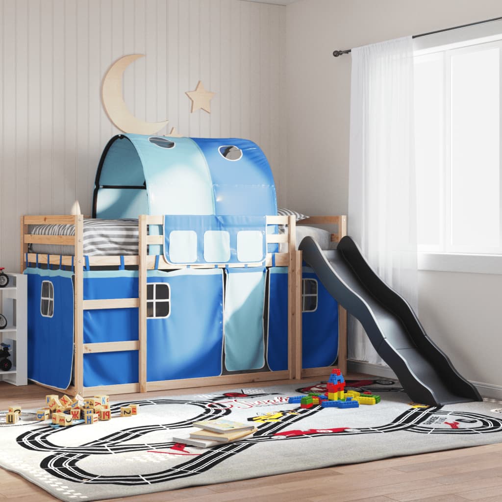 Letto A Castello Con Scivolo E Tende Bianco E