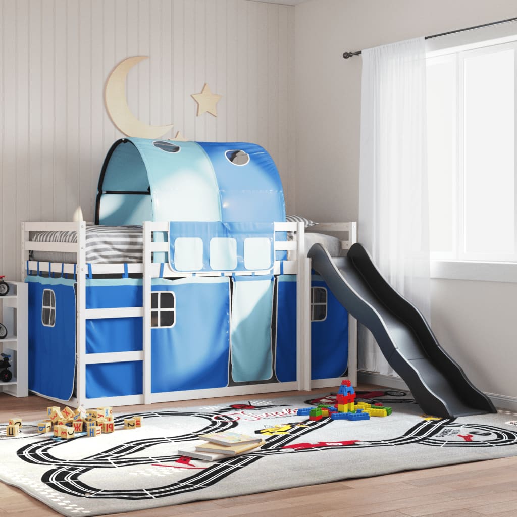 Letto A Castello Con Scivolo E Tende Bianco E