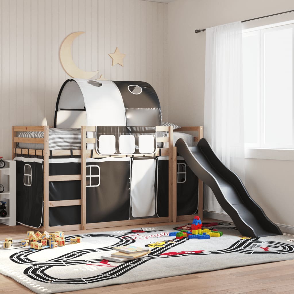 Letto A Castello Con Scivolo E Tende Bianco E