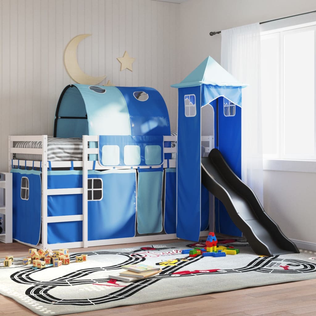 Letto A Castello Con Scivolo E Tende Rosa