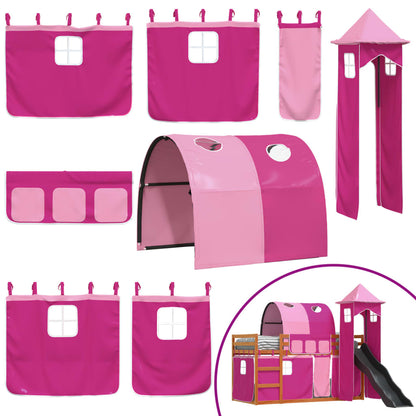 Letto A Castello Con Scivolo E Tende Rosa