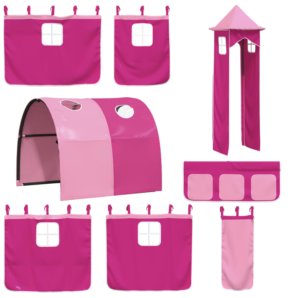 Letto A Castello Con Scivolo E Tende Rosa