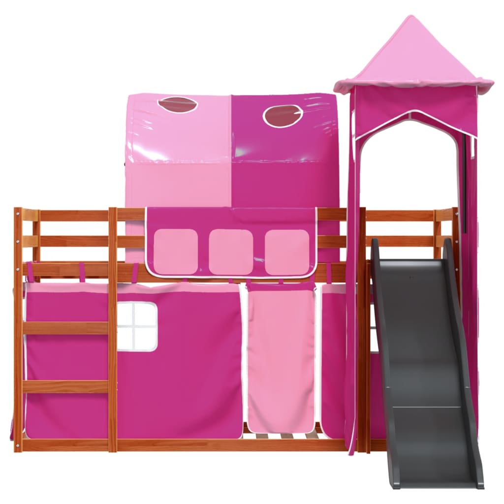 Letto A Castello Con Scivolo E Tende Rosa