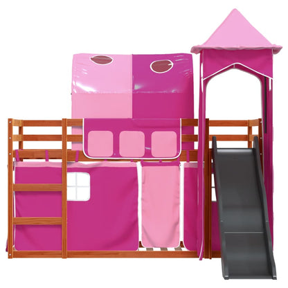 Letto A Castello Con Scivolo E Tende Rosa