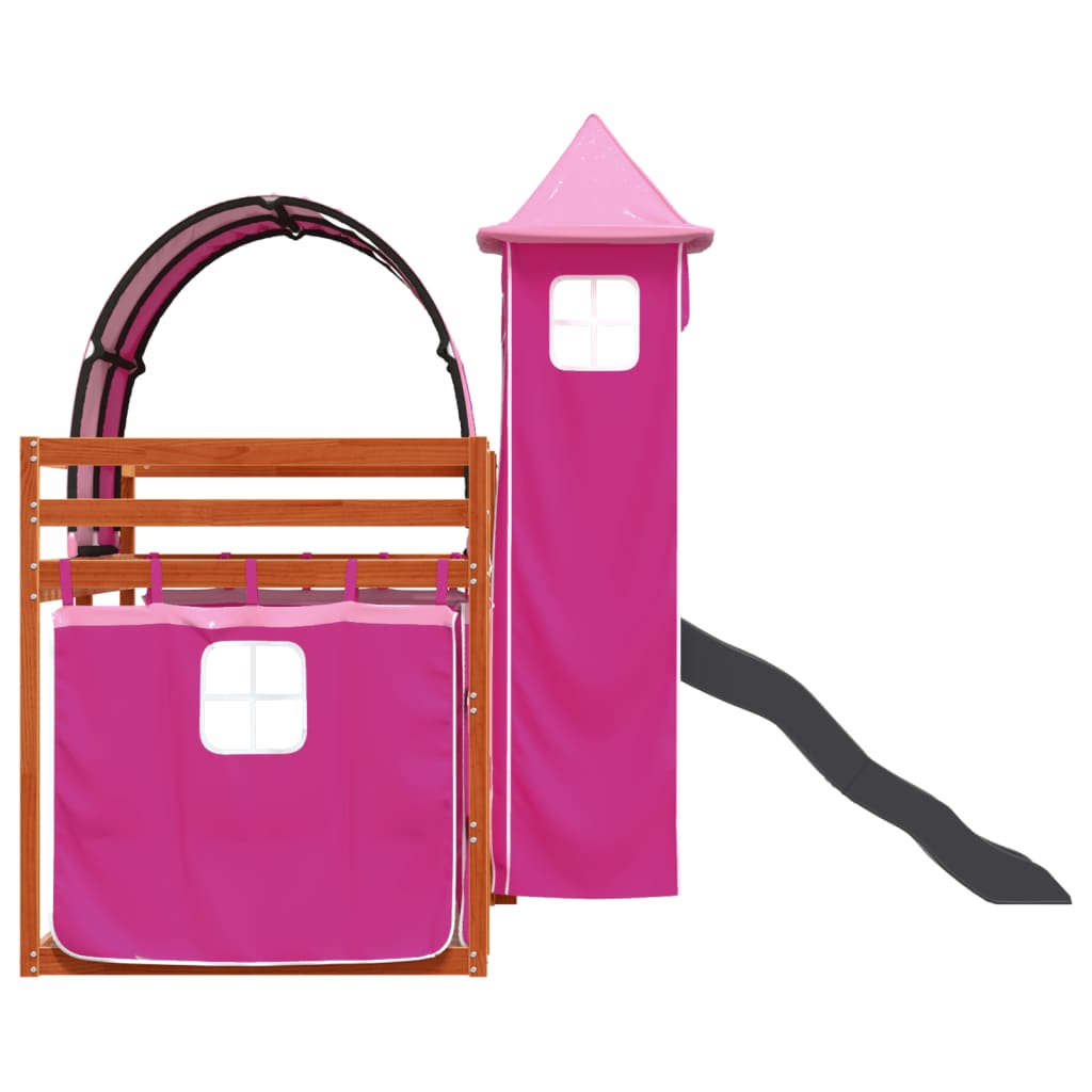 Letto A Castello Con Scivolo E Tende Rosa