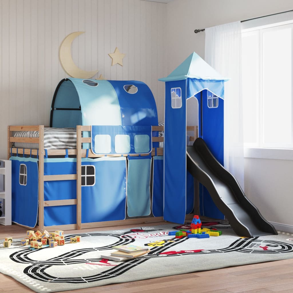 Letto A Castello Con Scivolo E Tende Rosa