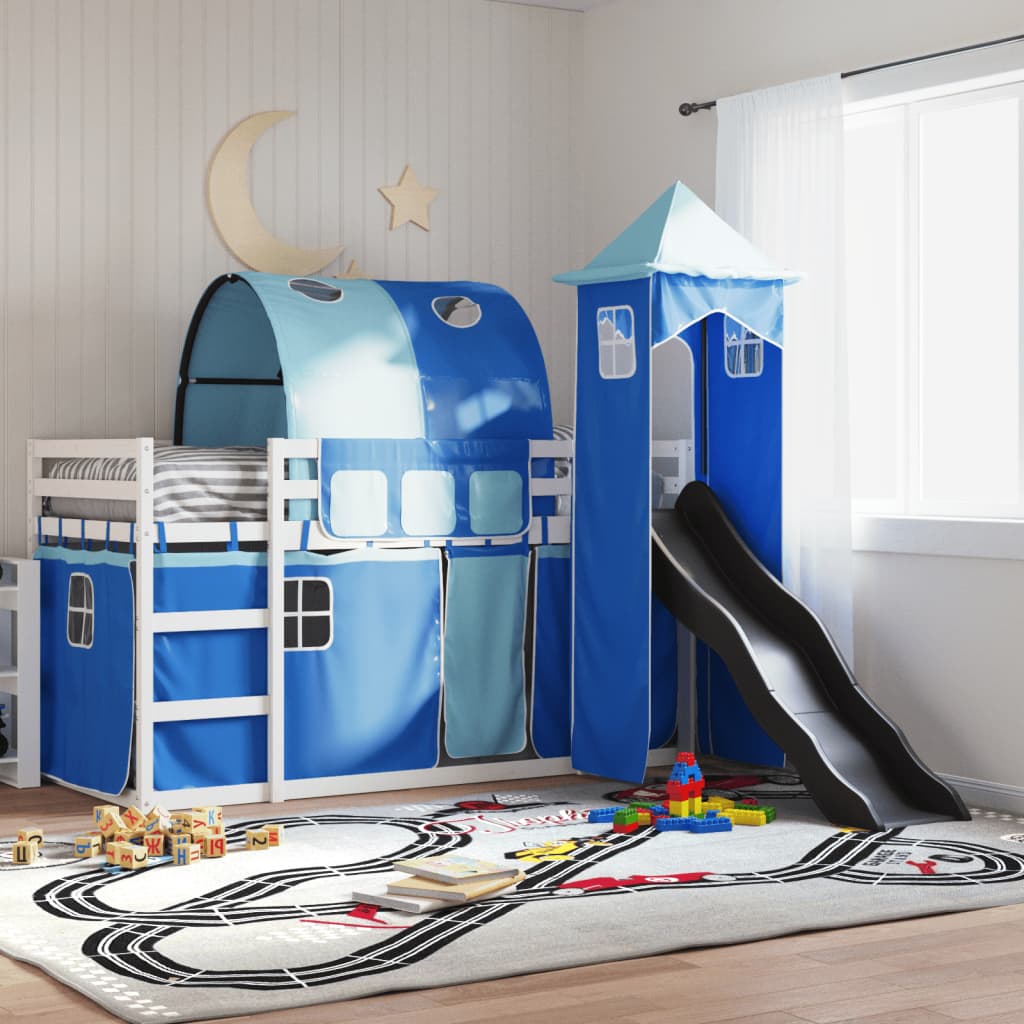 Letto A Castello Con Scivolo E Tende Rosa