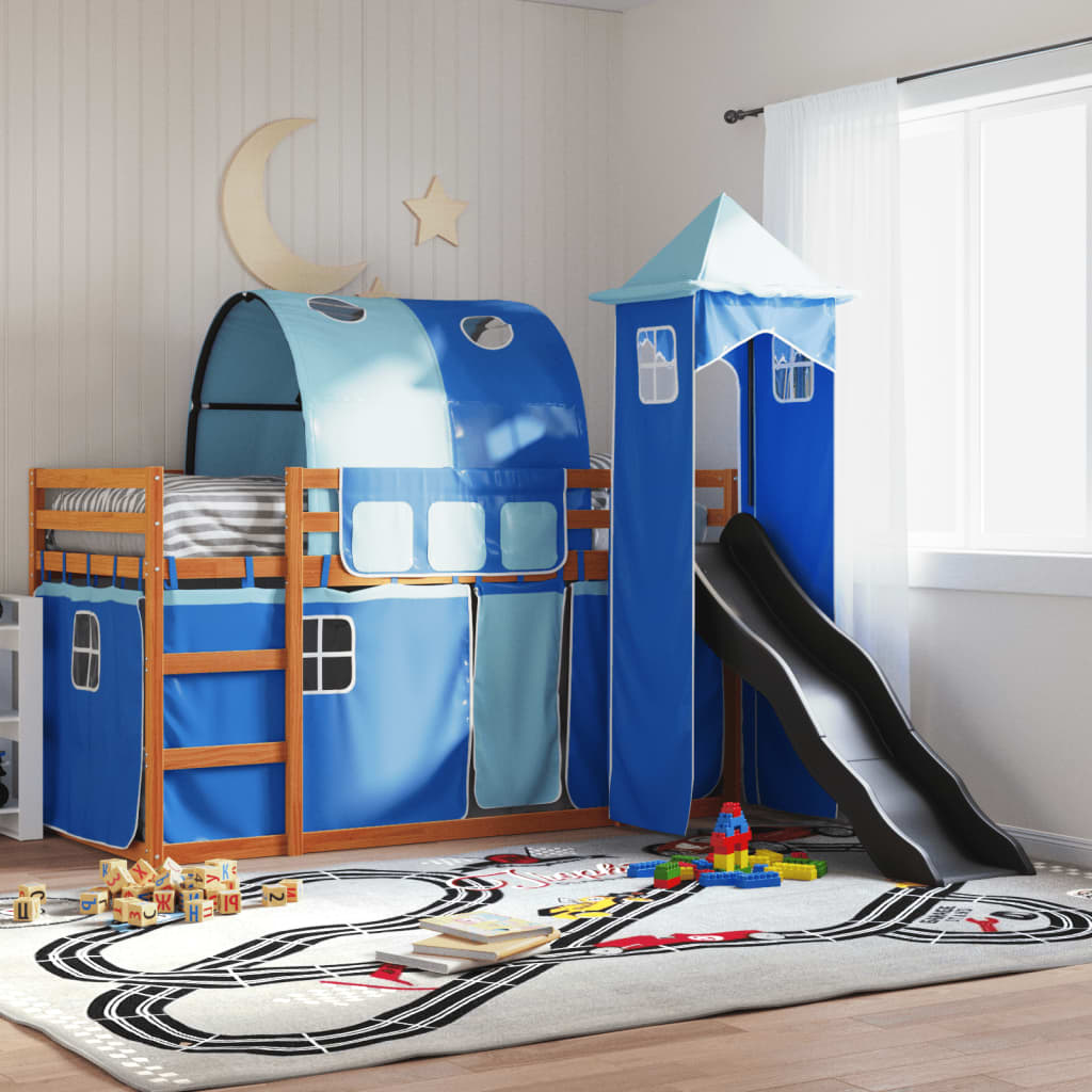 Letto A Castello Con Scivolo E Tende Rosa
