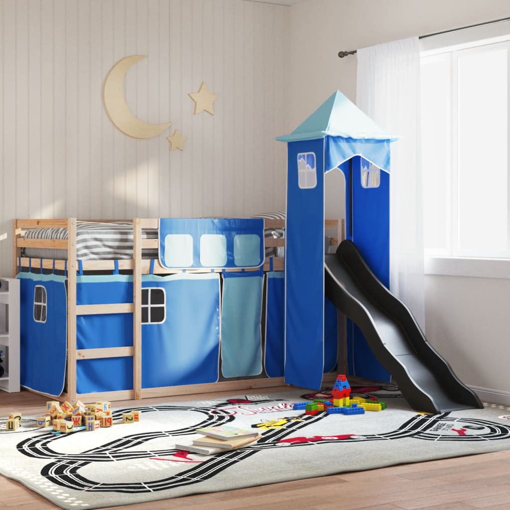 Letto A Castello Con Scivolo E Tende Rosa