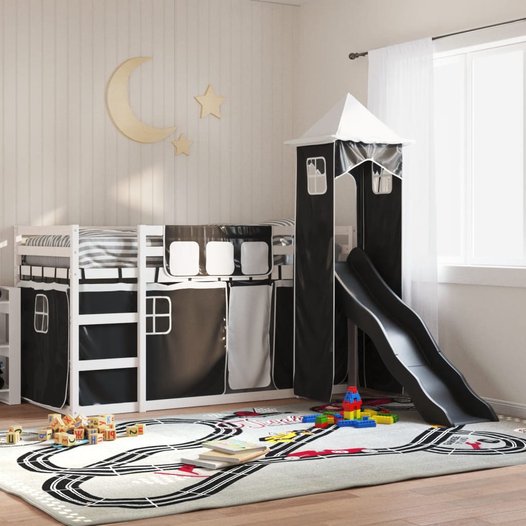 Letto A Castello Con Scivolo E Tende Rosa
