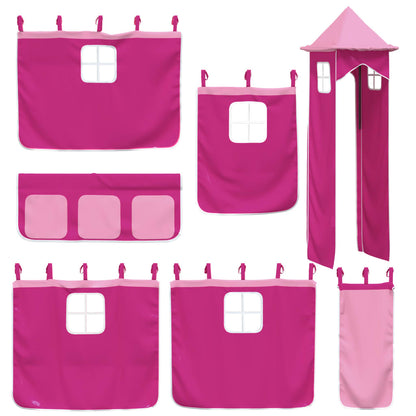 Letto A Castello Con Scivolo E Tende Rosa