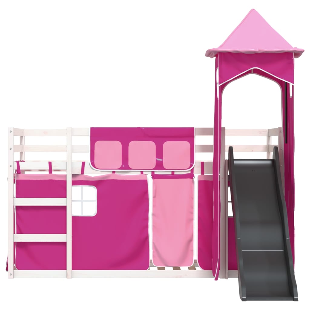 Letto A Castello Con Scivolo E Tende Rosa
