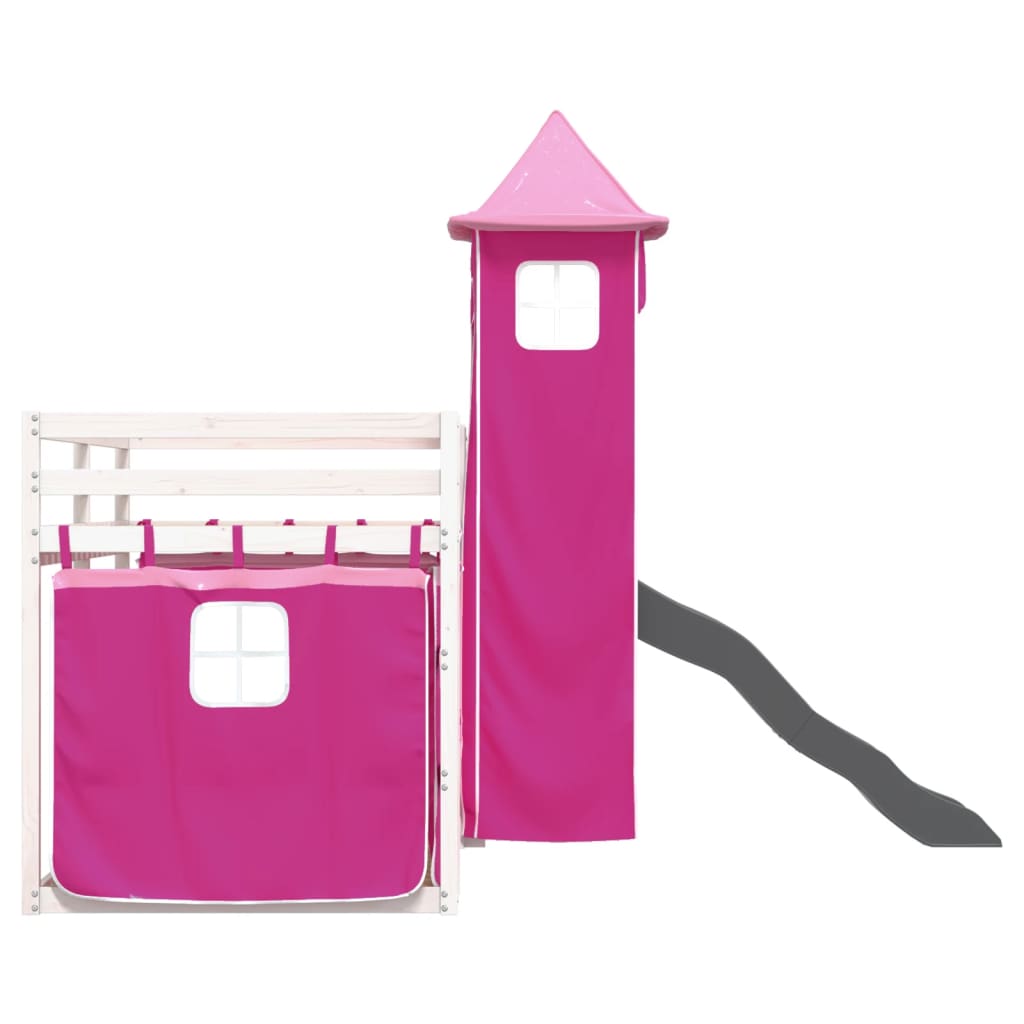 Letto A Castello Con Scivolo E Tende Rosa