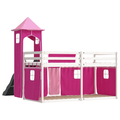 Letto A Castello Con Scivolo E Tende Rosa