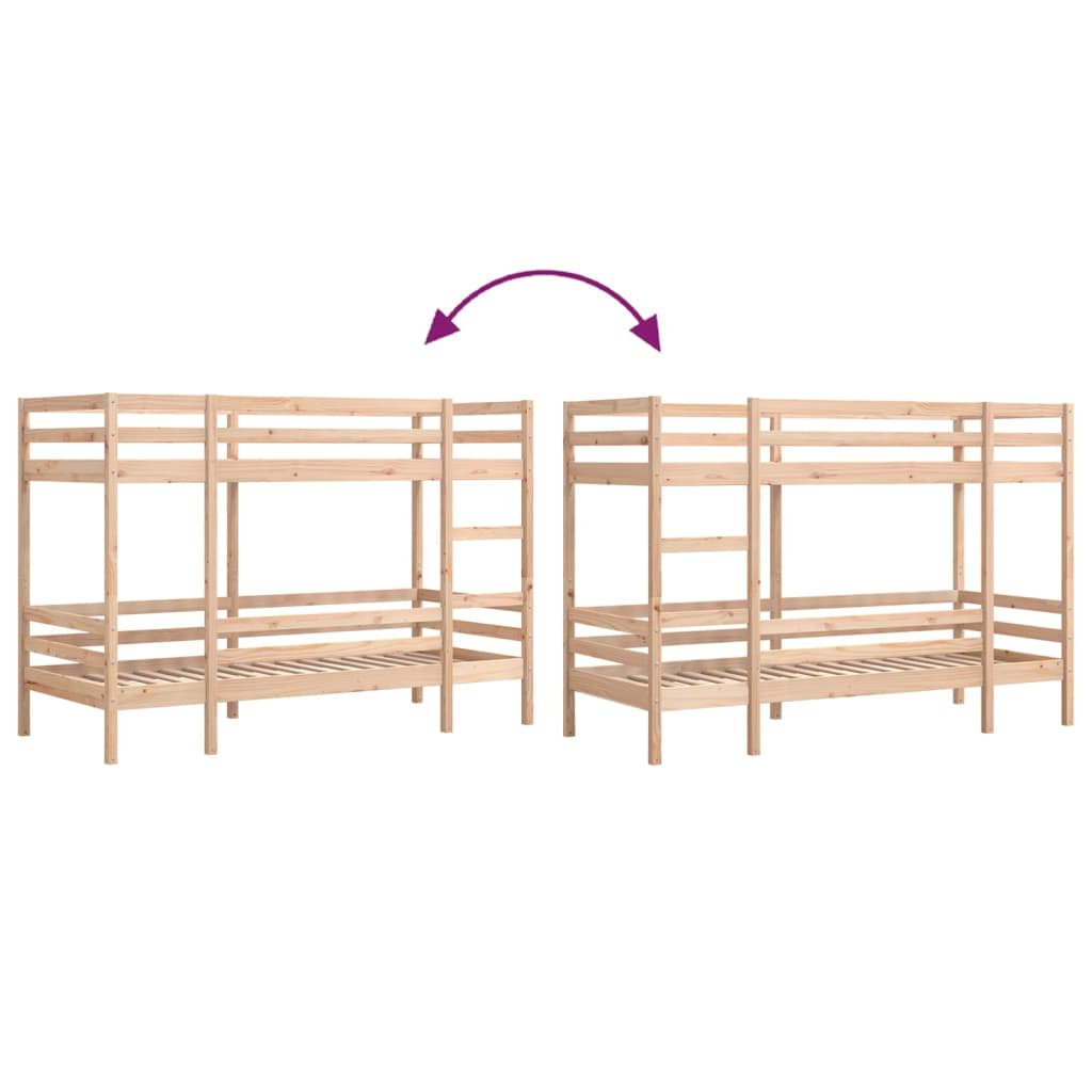 Letto A Castello Senza Materasso 90X200Cm Massello Pino