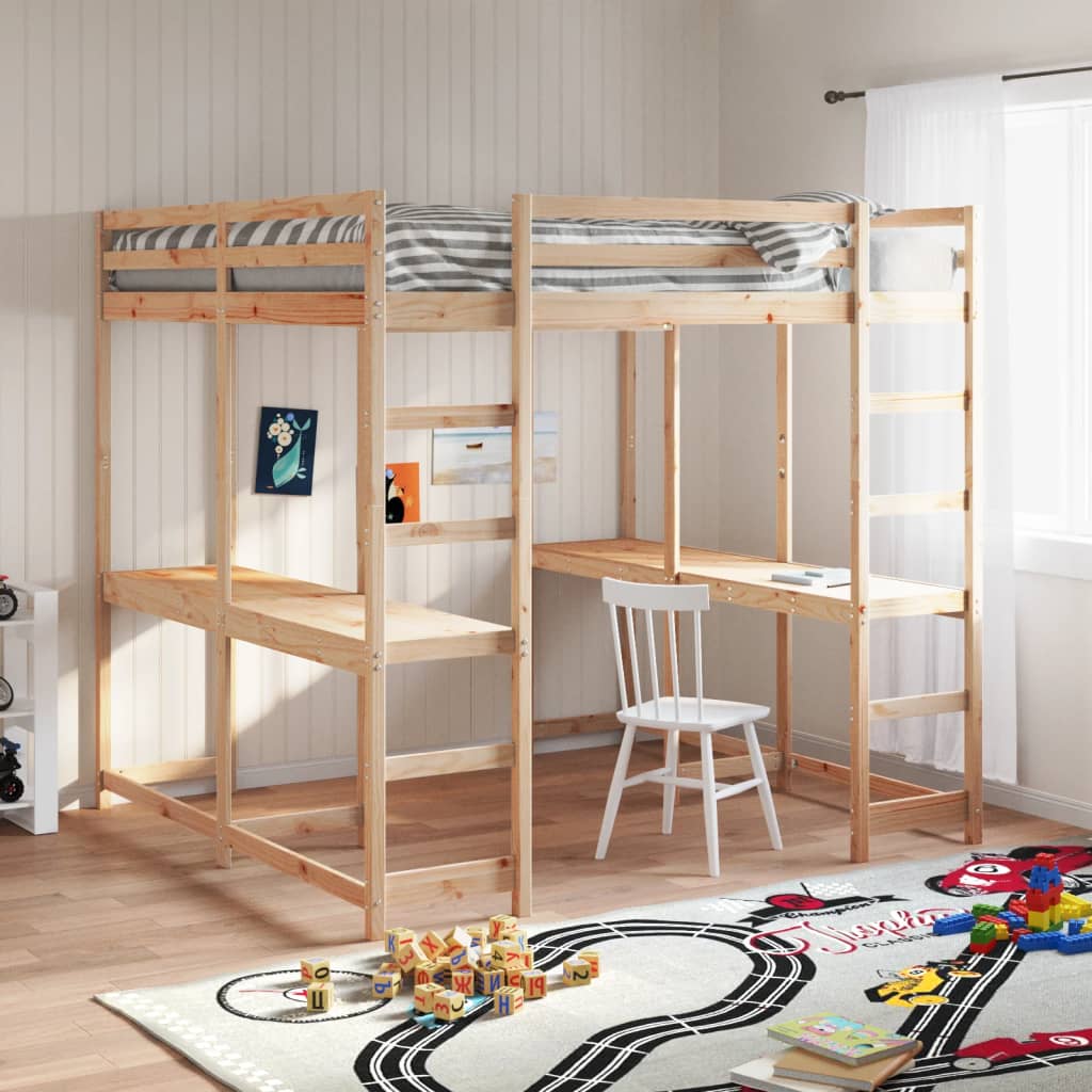 Letto Soppalco Con Scrivania E Scala Massello Pino