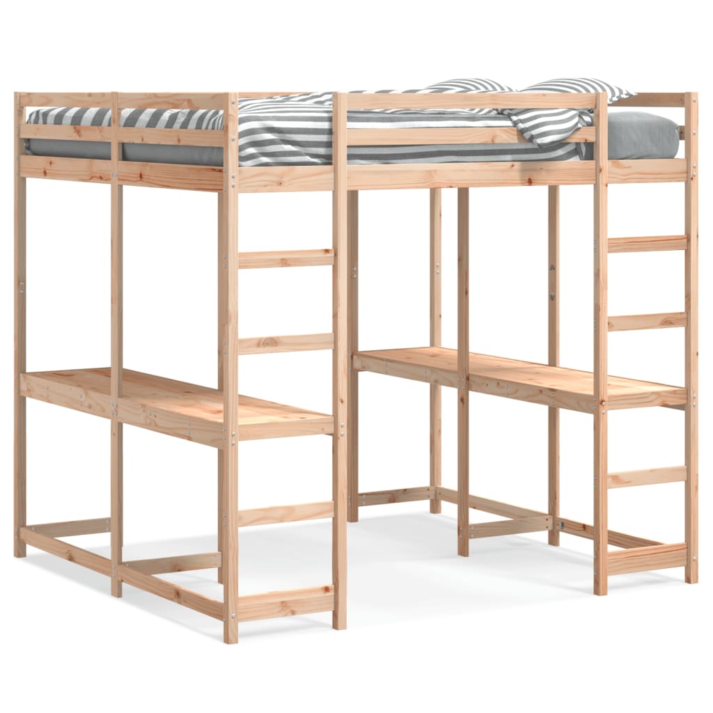 Letto Soppalco Con Scrivania E Scala Massello Pino